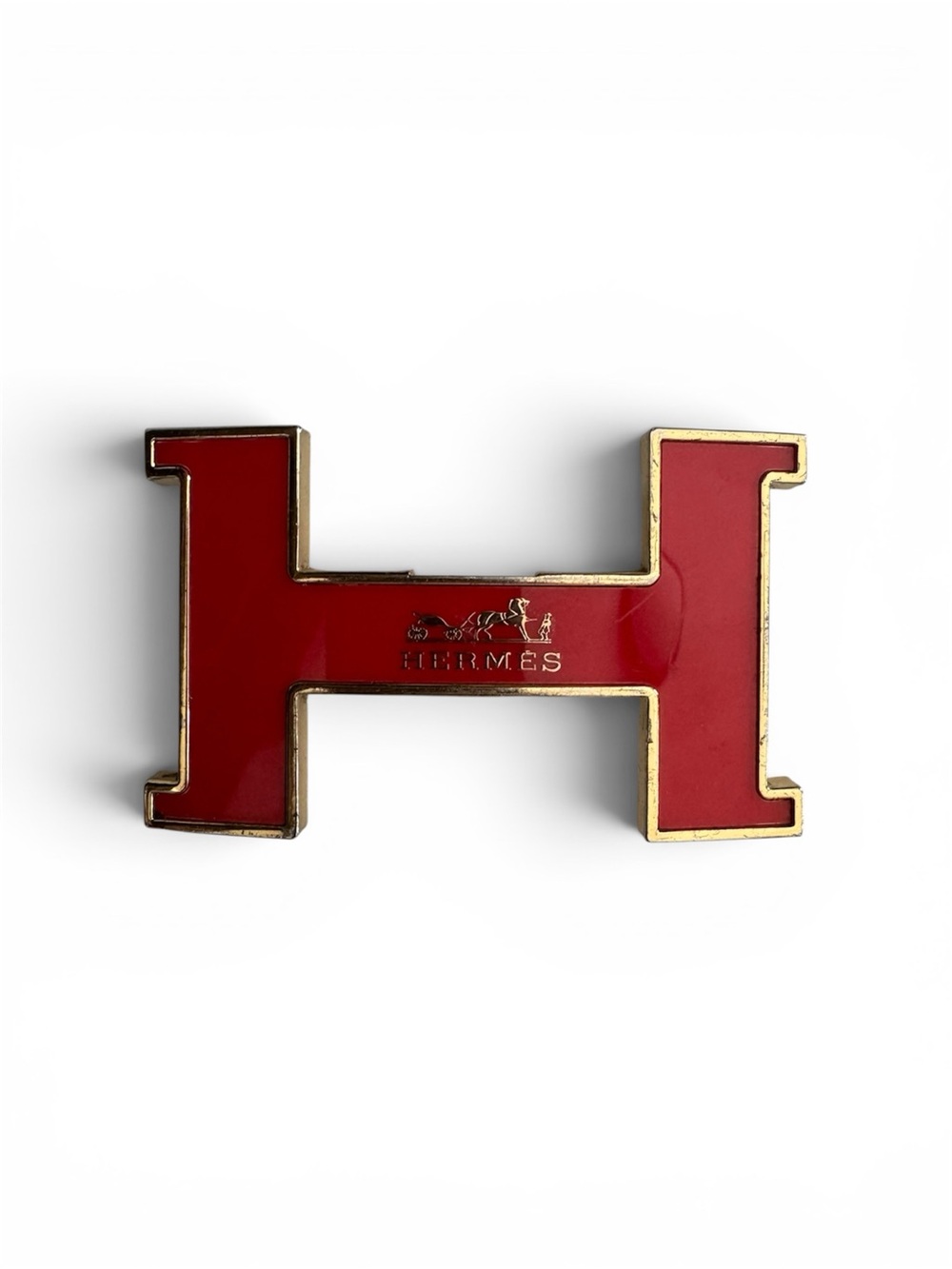 Hermes red enamel belt buckle